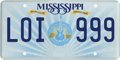 MS license plate LOI999