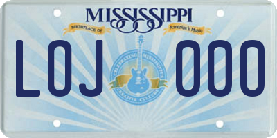 MS license plate LOJ000
