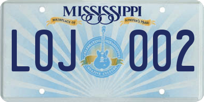 MS license plate LOJ002