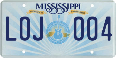 MS license plate LOJ004