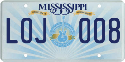 MS license plate LOJ008