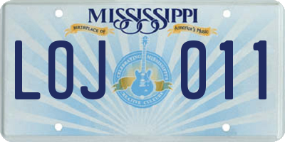 MS license plate LOJ011