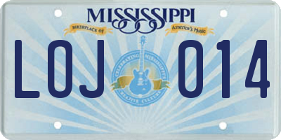 MS license plate LOJ014