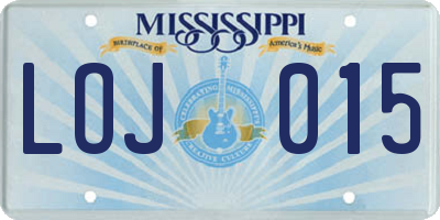 MS license plate LOJ015
