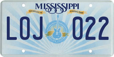 MS license plate LOJ022