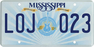 MS license plate LOJ023