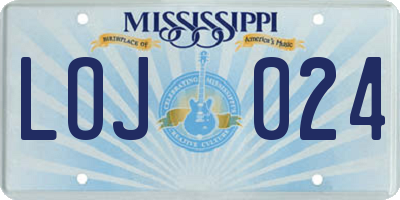 MS license plate LOJ024