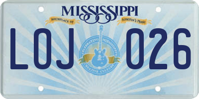 MS license plate LOJ026