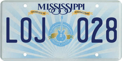MS license plate LOJ028
