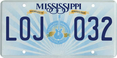 MS license plate LOJ032