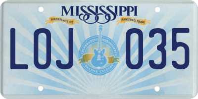 MS license plate LOJ035