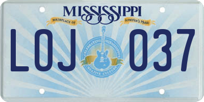 MS license plate LOJ037