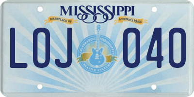 MS license plate LOJ040