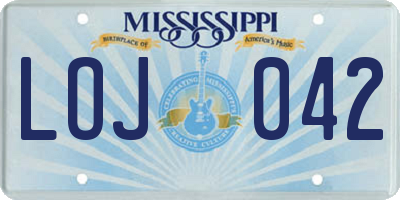MS license plate LOJ042