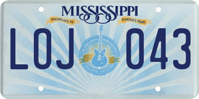 MS license plate LOJ043