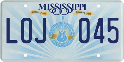 MS license plate LOJ045