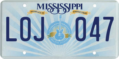 MS license plate LOJ047