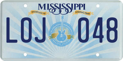 MS license plate LOJ048