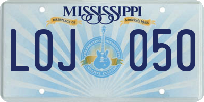 MS license plate LOJ050