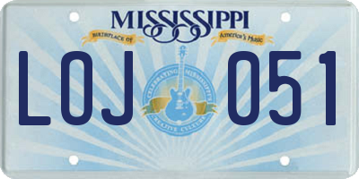 MS license plate LOJ051