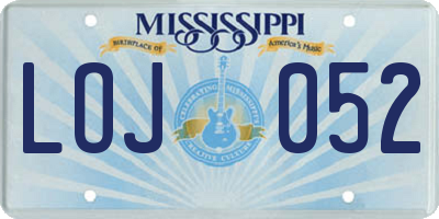 MS license plate LOJ052