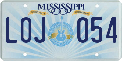 MS license plate LOJ054