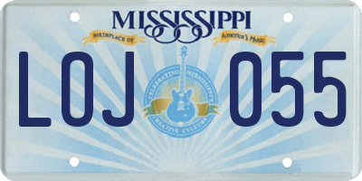 MS license plate LOJ055