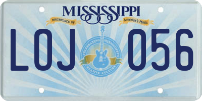 MS license plate LOJ056