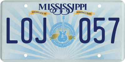 MS license plate LOJ057