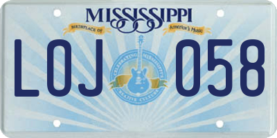 MS license plate LOJ058