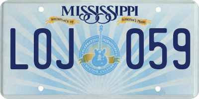 MS license plate LOJ059