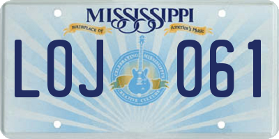 MS license plate LOJ061