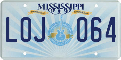 MS license plate LOJ064