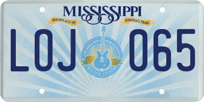 MS license plate LOJ065