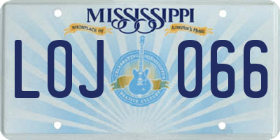 MS license plate LOJ066