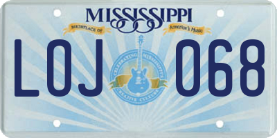 MS license plate LOJ068
