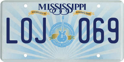 MS license plate LOJ069