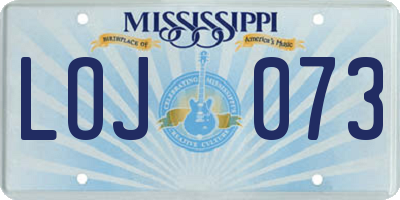 MS license plate LOJ073