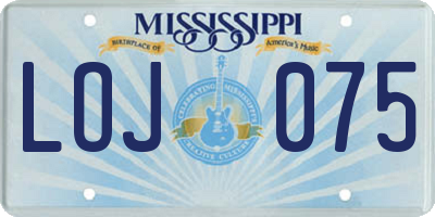 MS license plate LOJ075