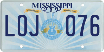 MS license plate LOJ076