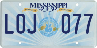 MS license plate LOJ077