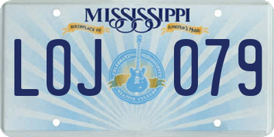 MS license plate LOJ079