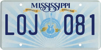 MS license plate LOJ081