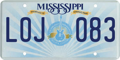 MS license plate LOJ083