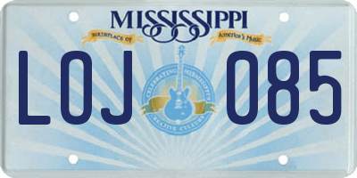 MS license plate LOJ085