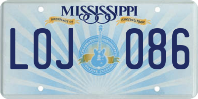 MS license plate LOJ086