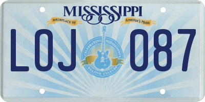 MS license plate LOJ087