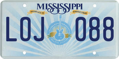 MS license plate LOJ088