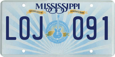 MS license plate LOJ091