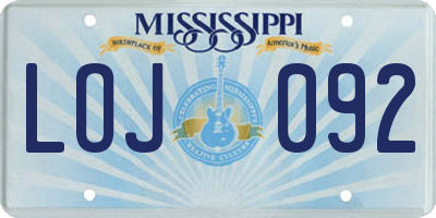 MS license plate LOJ092